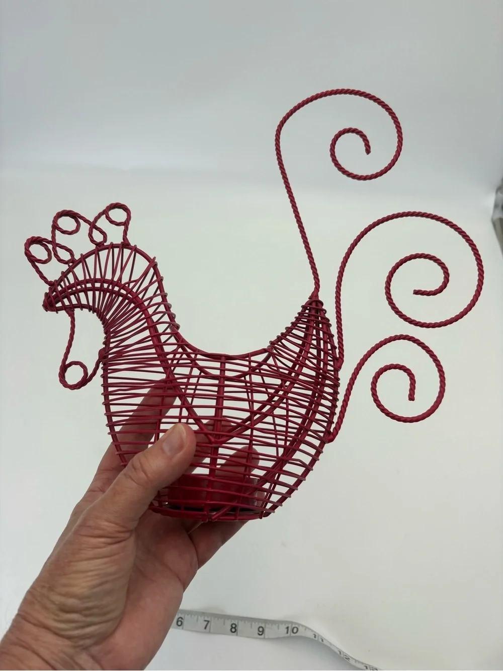 Red Wire Rooster Egg Basket